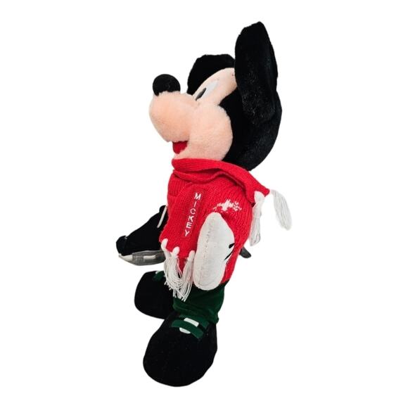 Vintage Disney Holiday Mickey Mouse Sweater & Ice Skates 12" Stuffed Plush Toy - Picture 4 of 10